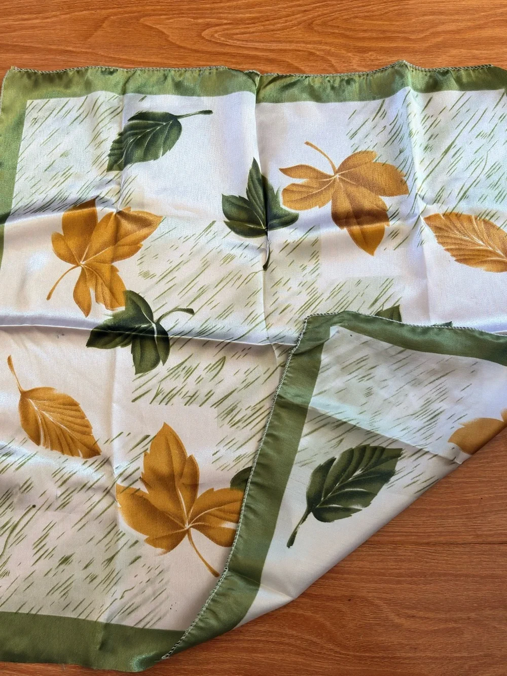 New Square Leaves Pattern Satin Scarf-20”